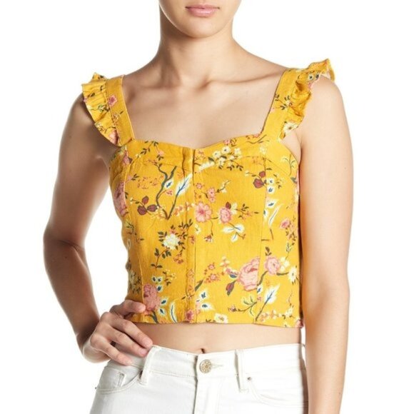 Abound Ruffled Linen Blend Crop Top - Picture 1 of 5